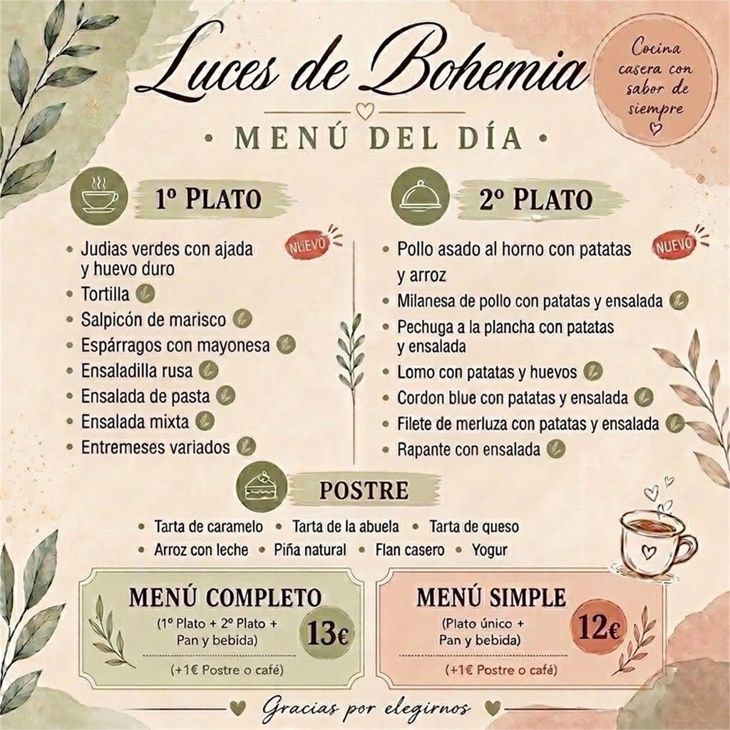 Menú día  14/9/2026 - Imagen 1